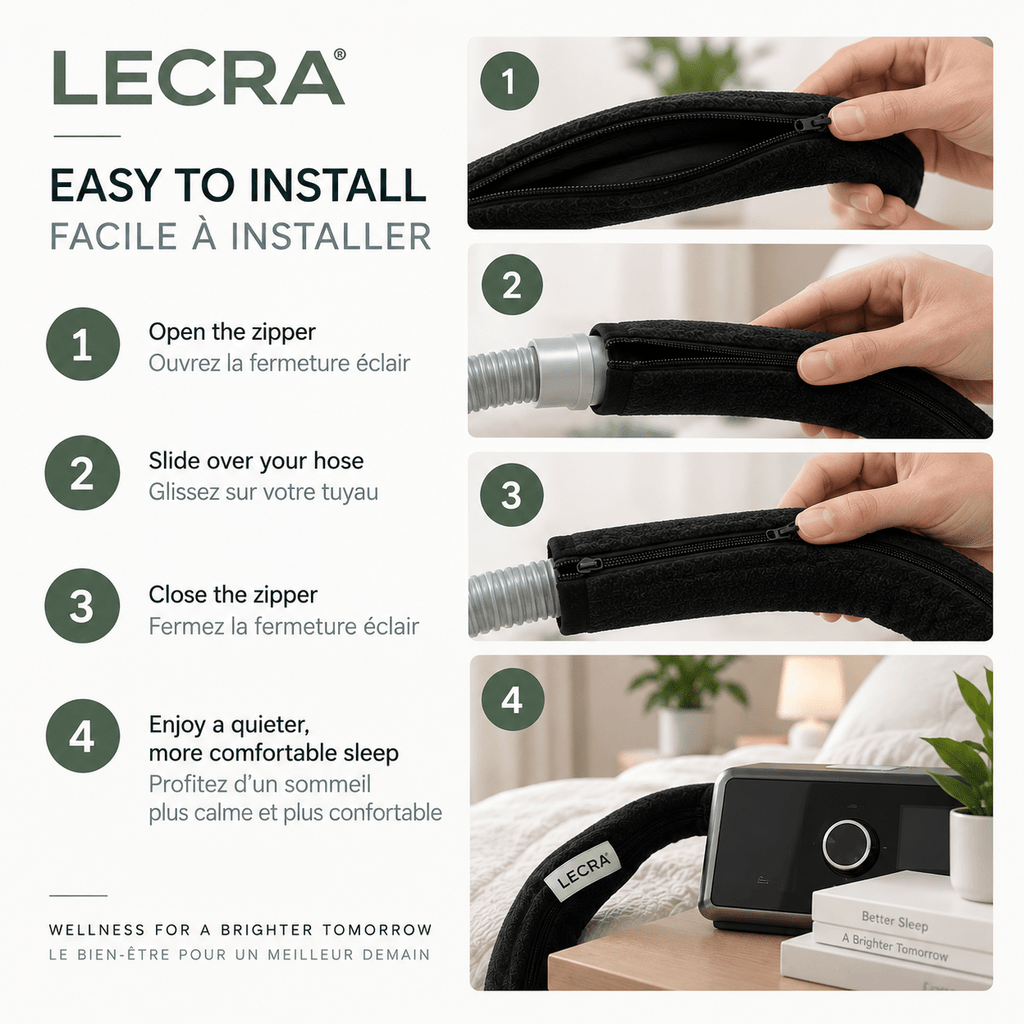 CPAP Hose Cover, 200 cm, Soft Fleece Tube Protector with Zipper - LECRA