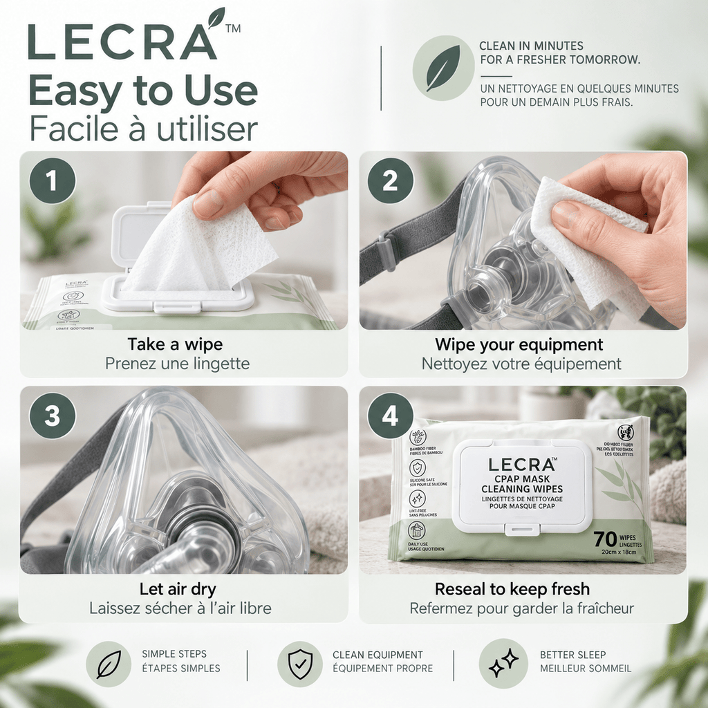 CPAP Mask Cleaning Wipes, Disposable Equipment Bamboo Cleaning Wipes, 70 Count - LECRA