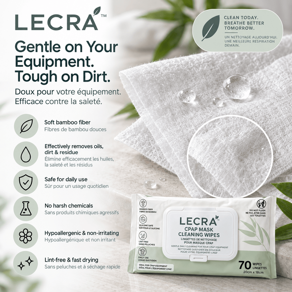 CPAP Mask Cleaning Wipes, Disposable Equipment Bamboo Cleaning Wipes, 70 Count - LECRA