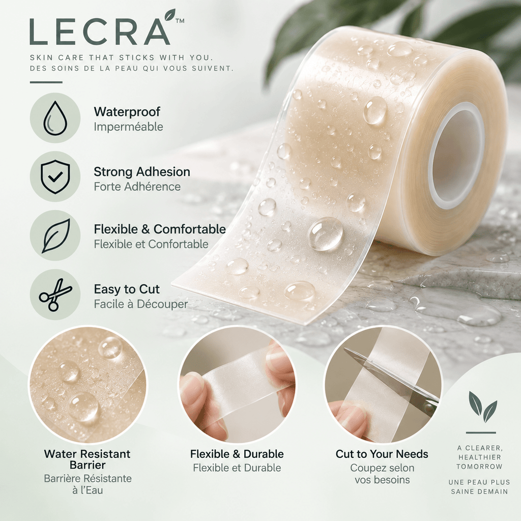 Hydrocolloid Acne Patch Roll, 5 cm x 5 m, Cut-to-Size Blemish Patches for Face and Body - LECRA