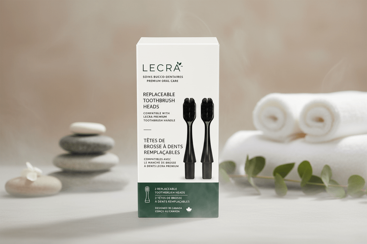 Manual Toothbrush Replacement Heads, 2-Pack, Black, Replaceable Brush Heads for Daily Oral Care - LECRA