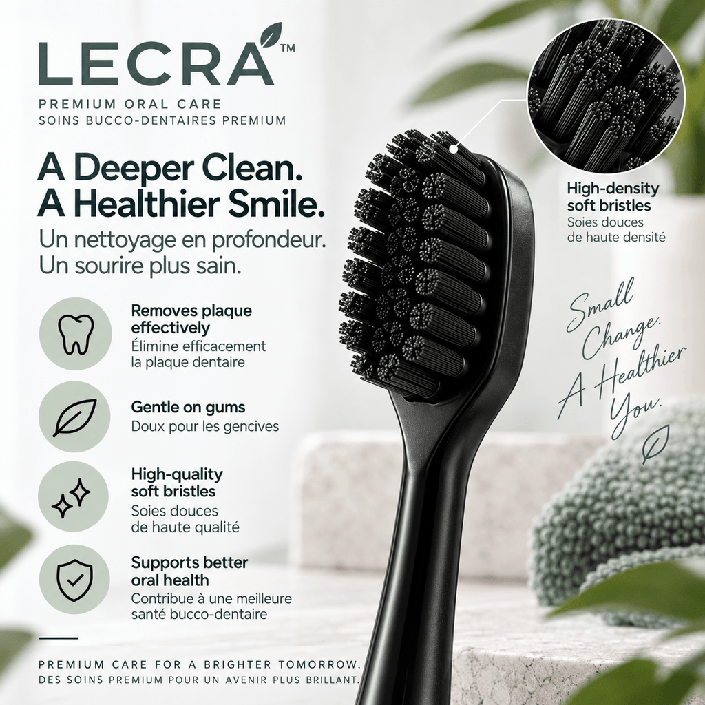 Manual Toothbrush Replacement Heads, 2-Pack, Black, Replaceable Brush Heads for Daily Oral Care - LECRA