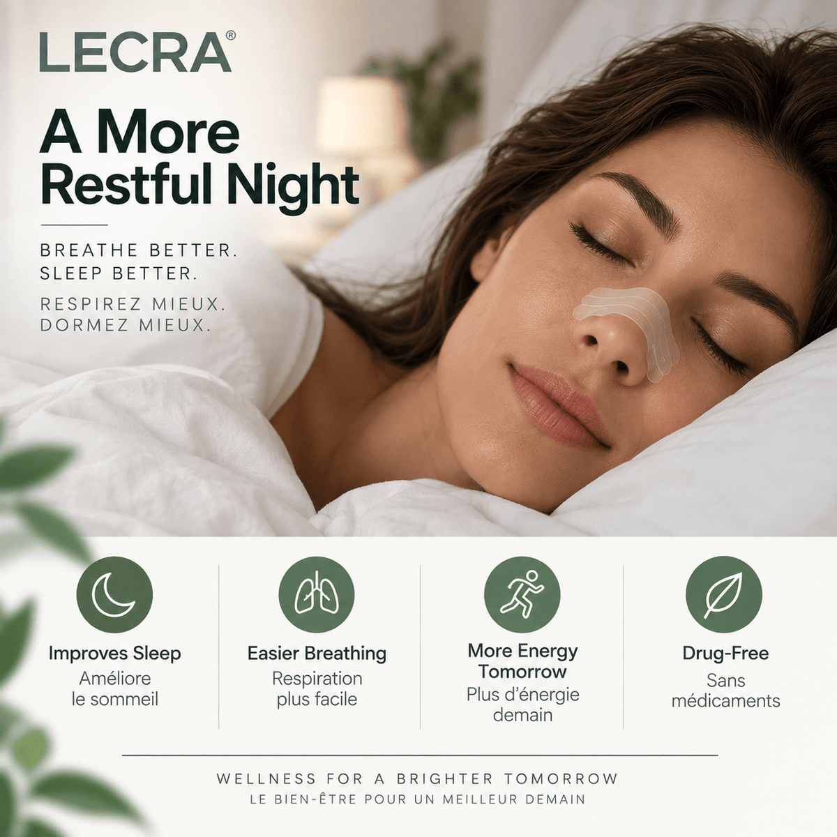 Nasal Strips, Extra Strength, Drug-Free Nasal Breathing Aid, Flexible Water-Resistant Design, 30 Count - LECRA