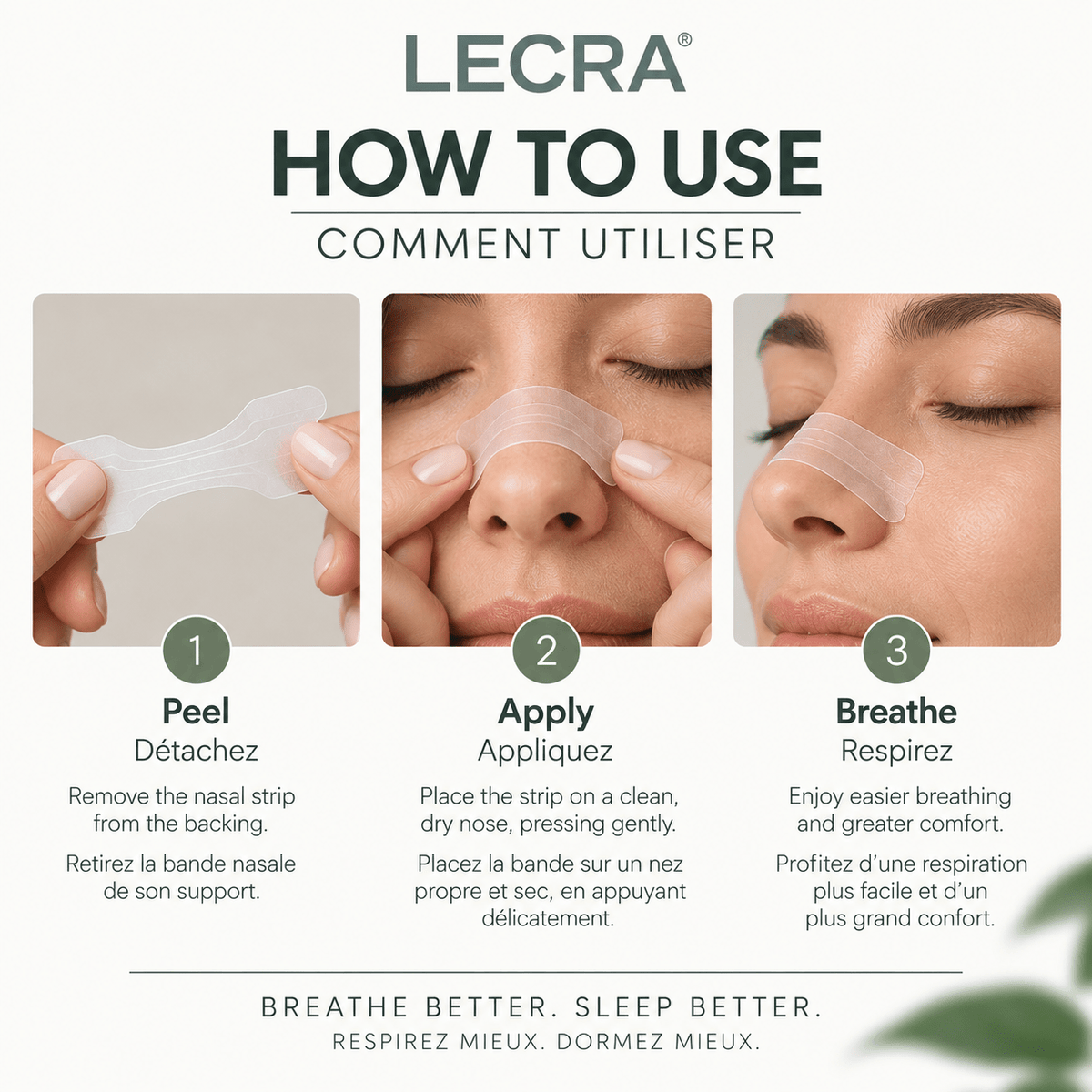 Nasal Strips, Extra Strength, Drug-Free Nasal Breathing Aid, Flexible Water-Resistant Design, 30 Count - LECRA