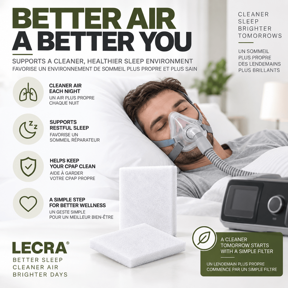 Replacement CPAP Filters Compatible with ResMed AirSense 10, AirCurve 10 and S9, Disposable Filters, 20-Pack - LECRA