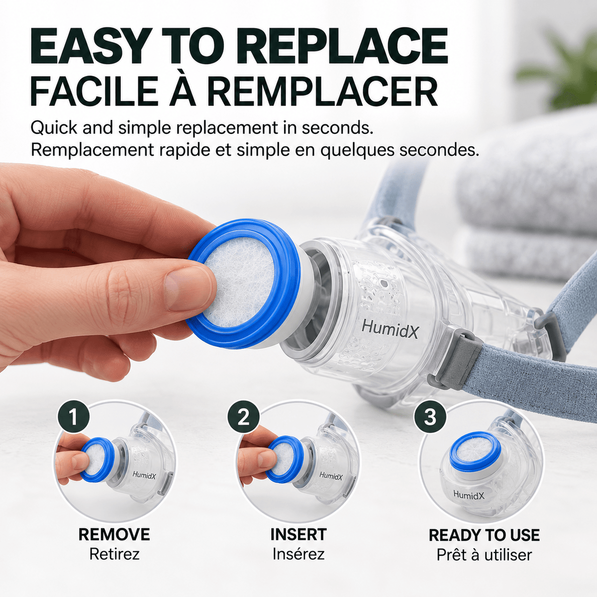 Replacement Filters Compatible with ResMed AirMini CPAP, HumidX-Style Filter Inserts, 4-Pack - LECRA