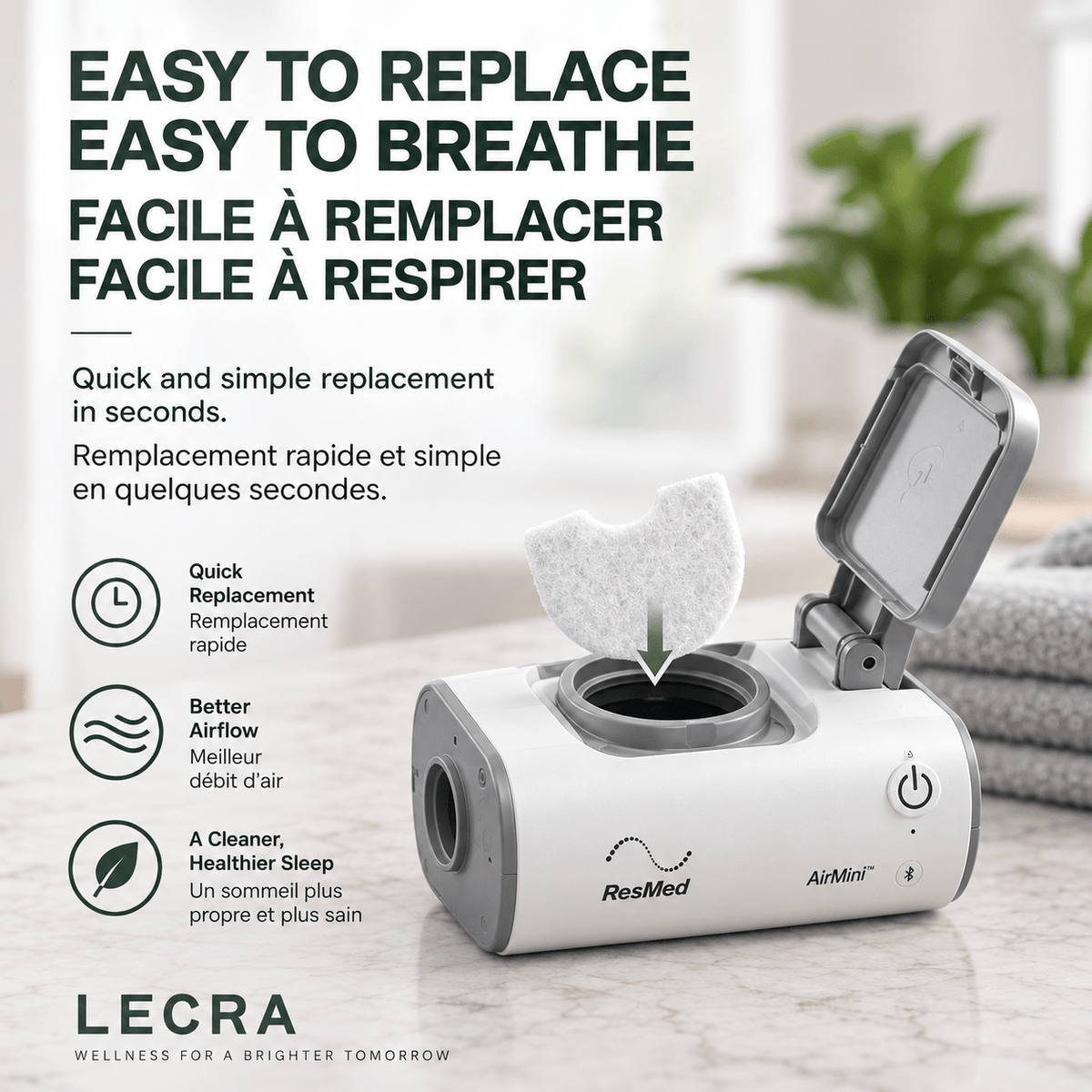 Replacement Filters Compatible with ResMed AirMini Travel CPAP, Air Filtration Replacement - 20 pack - LECRA