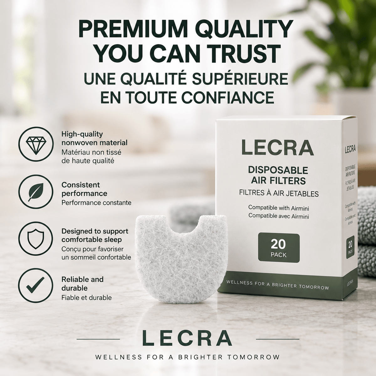 Replacement Filters Compatible with ResMed AirMini Travel CPAP, Air Filtration Replacement - 20 pack - LECRA