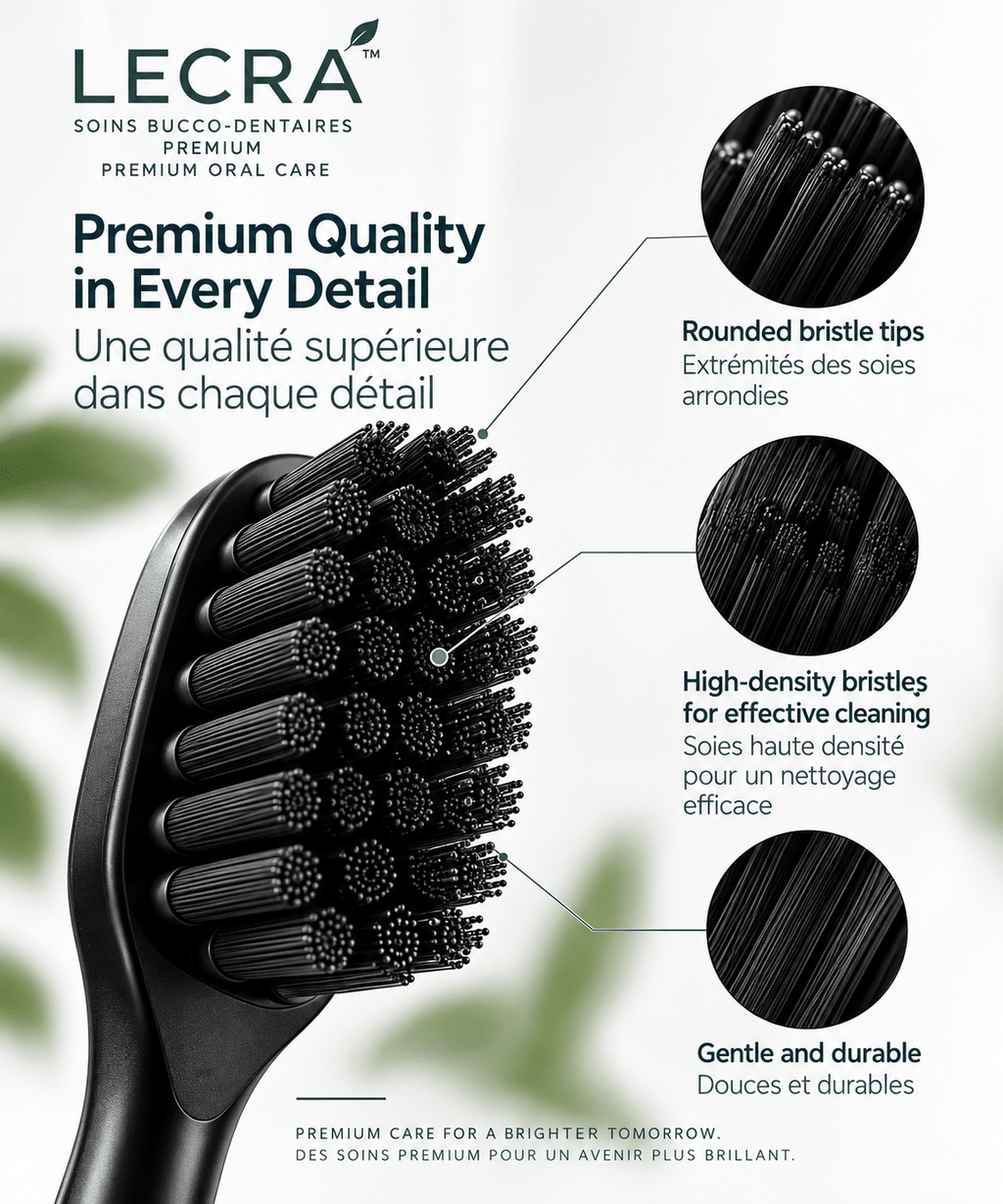 Reusable Manual Toothbrush with Replaceable Head, Daily Oral Care Toothbrush - LECRA