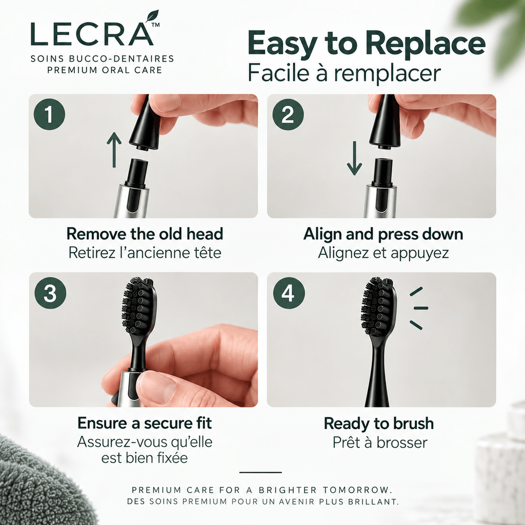 Reusable Manual Toothbrush with Replaceable Head, Daily Oral Care Toothbrush - LECRA