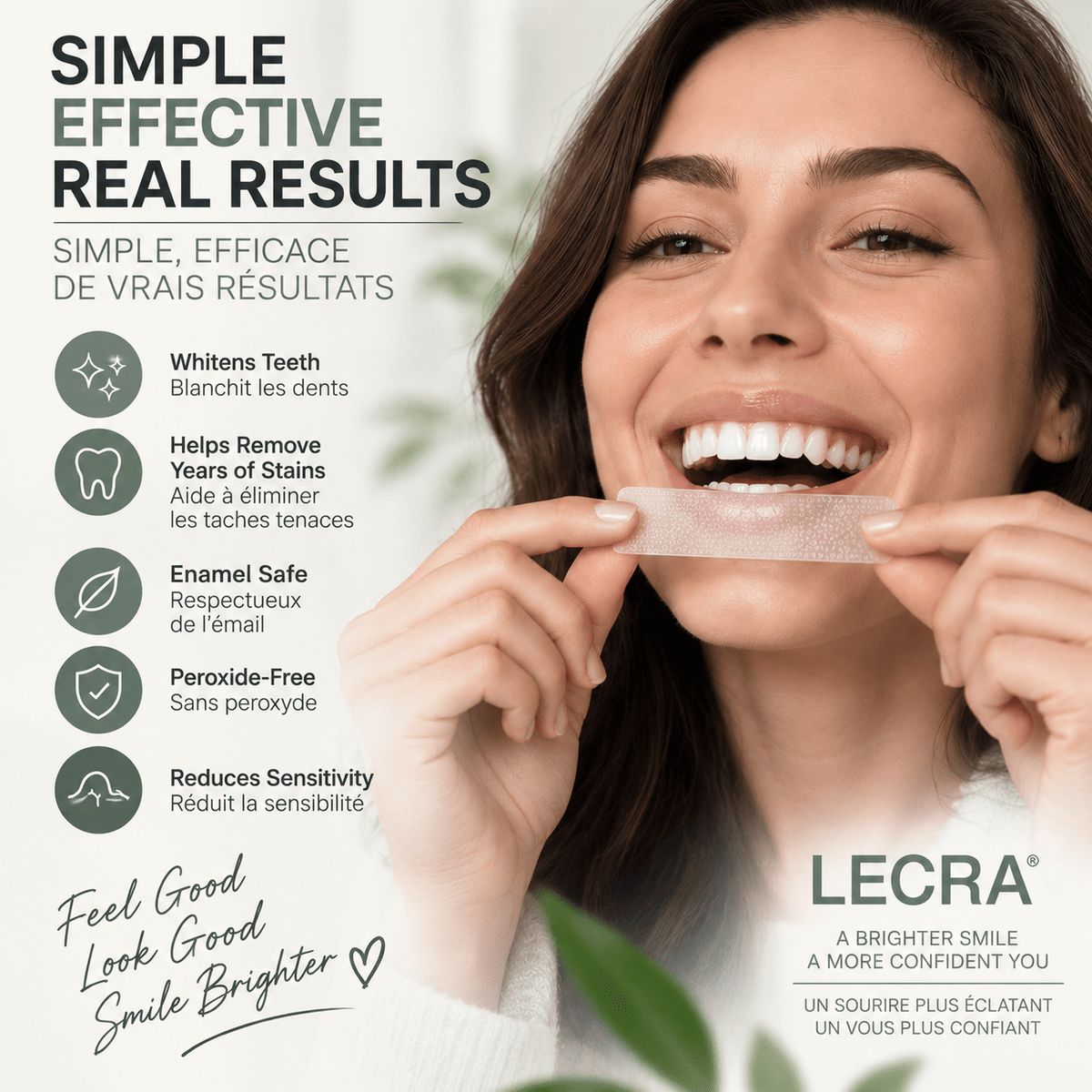 Teeth Whitening Strips, 14 Treatments, Peroxide-Free 30% PAP Formula, At-Home Whitening - LECRA